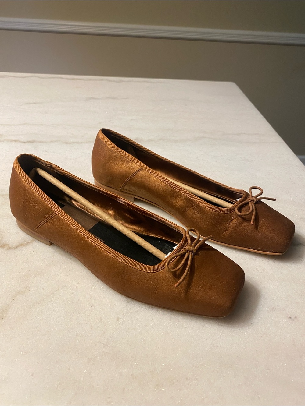 Dolce Vita Anisa Square Toe Ballet Flats Copper Metallic Suede size 8